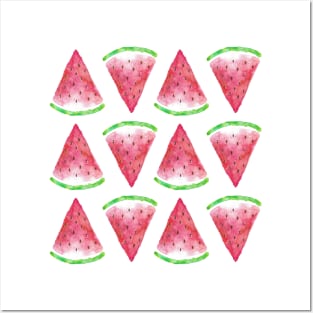 Watercolor Watermelon Pattern Posters and Art